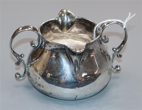 An unusual George II silver two handled double lipped cream jug by John Gamon, London, 1736, 130 grams.